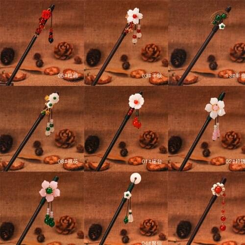 Vintage Chinese Style Hanfu Hair Stick Women Wood Glaze Hair Fork Hair Chopsticks Hairpin Woman Jewelry Hair Clip Accessories