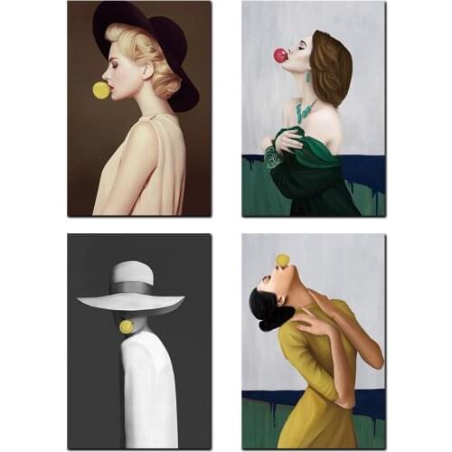 Lady Figure Art Painting Modern Fashion Woman Portrait Canvas Picture Frameless Wall Art Posters for Home Design