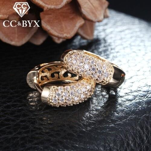 Fashion cc earrings for women zirconia clip earring rose gold filled with austrian crystal boucle d'oreille jewelry E022