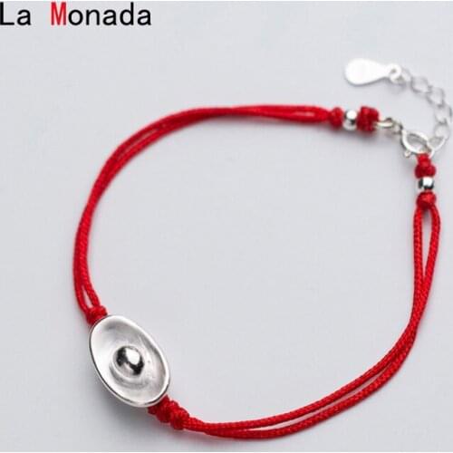 La Monada Red Thread For Hand 999 Pure Silver Bracelet Red Thread String Rope Bracelets For Women Silver 999 Sterling Ingots