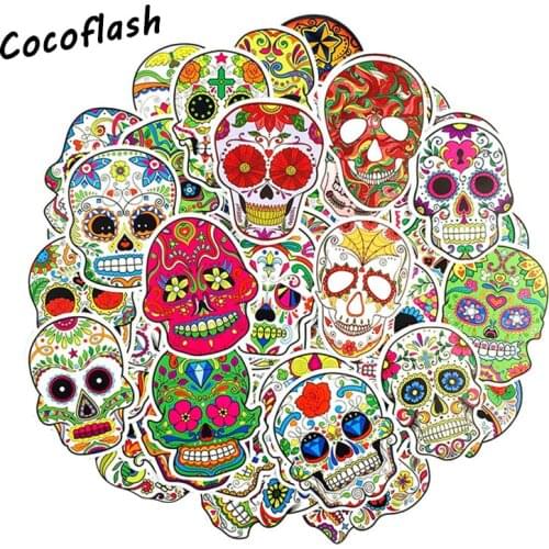 10/50 Pcs Colorful Horror Skull Stickers For Laptop Luggage Skateboard Bicycle Car Styling Doodle Decals PVC Cool Funny Sticker