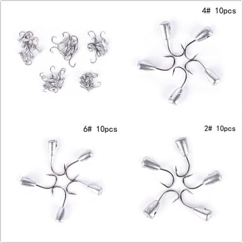 10PCS 2#/4#/6# Japan Overturned Hook Tin Jig Head Stand Hooks Titanium Tungsten Barbed Fishhook
