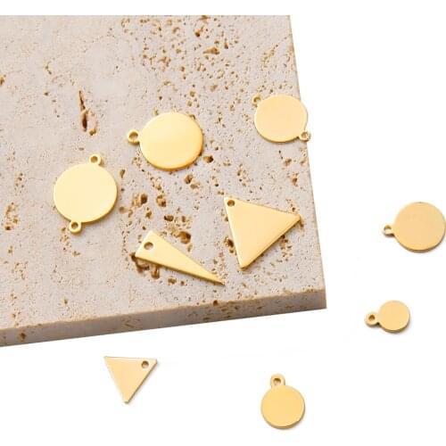 18K Gold 5Pcs Round Triangle Round Pendant Charms Earring Connectors Diy Accessories For Earrings Jewelry Making Materials 046