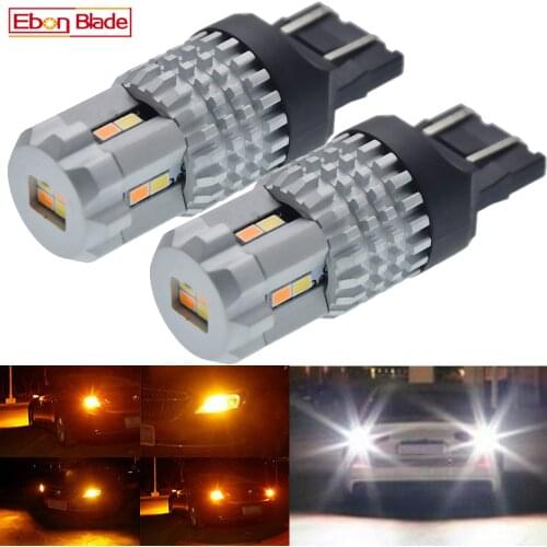 2pcs 1157 BAY15D T20 7443 T25 3157 LED Dual Color Turn Signal Light Auto DRL White Amber Bulb Lamp P21/5W W21/5W Car Switchback