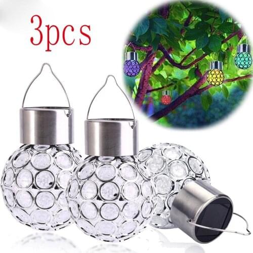 3PCS F5 RGB LED Solar power Ball Garden Hanging Light Bulb Outdoor lighting Landscape LED Lamp Walkway Decorate