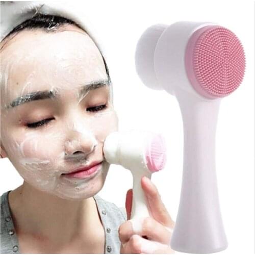 4pcs 2-in-1 Facial Manual Cleansing Brushes Double Sided Face Brushes Silicone Dual Wash Brushes Deep Pore Exfoliating Scrubbers