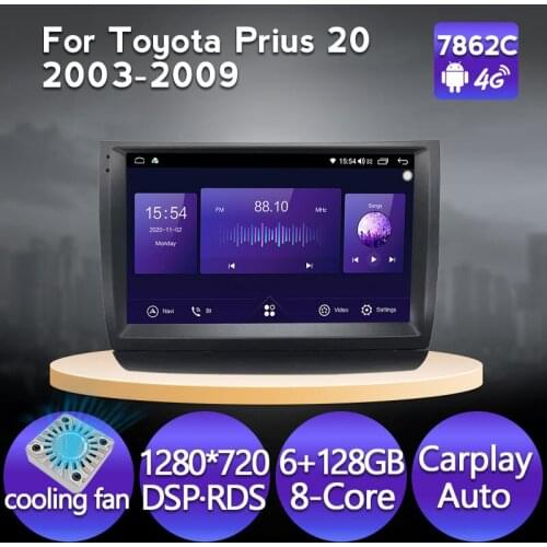 9" 6G 128G DSP RDS Carplay Auto Android 11 Car Multimedia Radio Player For Toyota Prius 20 2003-2009 GPS Navigation Stereo BT