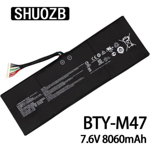 Laptop Battery BTY-M47 for MSI GS40 GS43 GS43VR 6RE GS40 6QE 2ICP5/73/95-2 New Notebook batteries 7.6V 8060mAh 61.25Wh SHUOZB