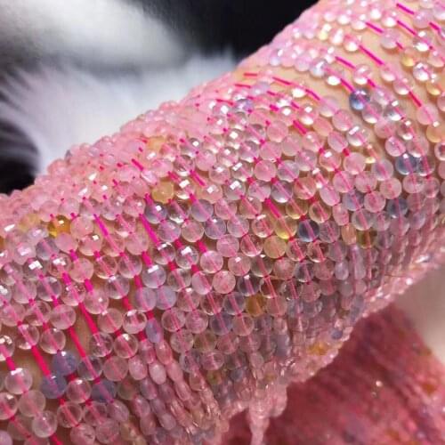 AAALOOSE BEADS Morganite coin faceted 4/5mm Wholesale for DIY jewelry necklace 36cm