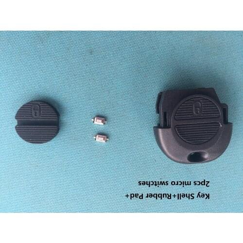 1Pcs Key Case+ 1Pc Pad+ 2Pcs Micro Swicthes For Nissan Micra Almera Primera XTrail 2 Button Remote Shell No Logo Car Accessories