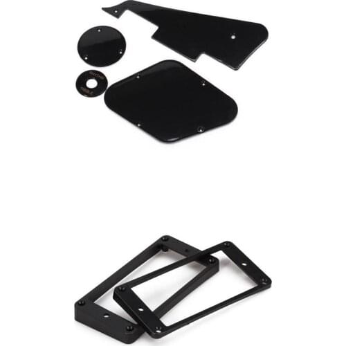 Black Curved Neck Bridge Pickup Frame Mounting Rings Switch Covers for LP Guitar