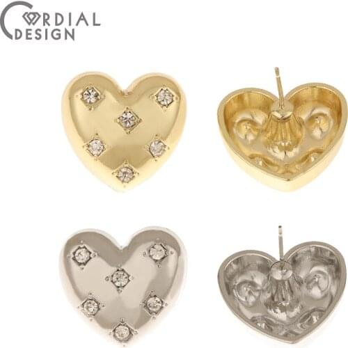 Cordial Design 50Pcs 20*20MM Jewelry Accessories/Rhinestone Earring Stud/DIY Making/Heart Shape/Jewelry Findings & Components