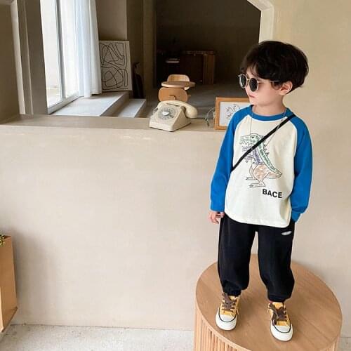 8798 Childrens Pants 2021 Autumn Label Guard Pants Korean Loose Leggings Baby Boy Brushed Plush Casual Pants Girls Casual Pant