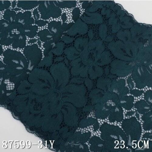 1 Meter 23.5CM Royal Green Stretch Elastic Embroidery Lace Applique Trim Sewing Lace DIY Craft