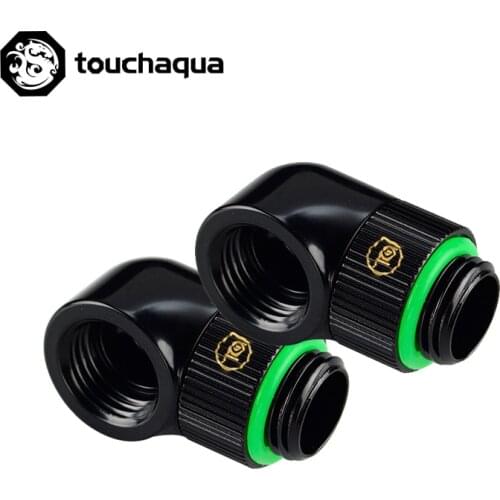 2PCS Bitspower Touchaqua G1/4" Rotary 90 Degree Fittings,Computer Case Water Building Elbow Black ,Silver White,BPTA-90RE-GS/B