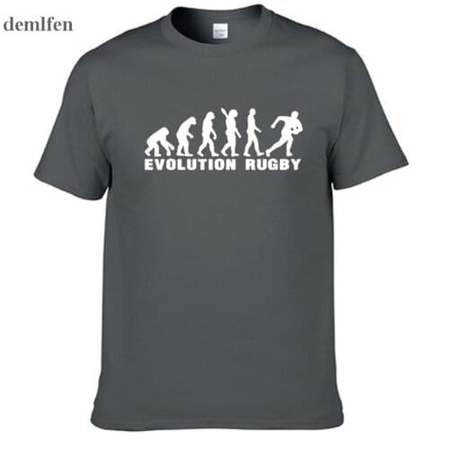Evolution Rugbying Printed Cotton T Shirts Men Casual Short Sleeve O-neck T-Shirt Funny Hip Hop Mens Tops Tees Homme