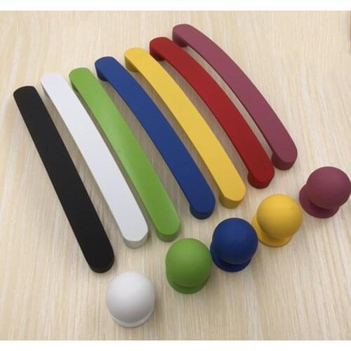 Candy Color Cupboard Handles Aluminum Alloy Plastic Surface Treatment Cabinet Knobs for Kids Room Furniture Hardware 96mm 128mm