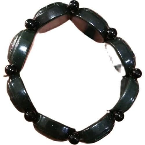 China Hand-Carved Natural Jade Hand-String Blue Jade Tortoise Bracelet Jade Hand Jewelry
