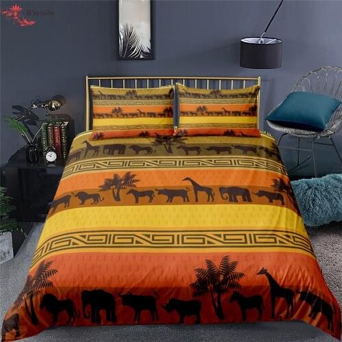 Homesky Bedding Sets Retro Africa Animals Duvet Cover Pillowcase 2/3pcs Bed Sets Twin Queen King Size Bed Clothes Home Textiles