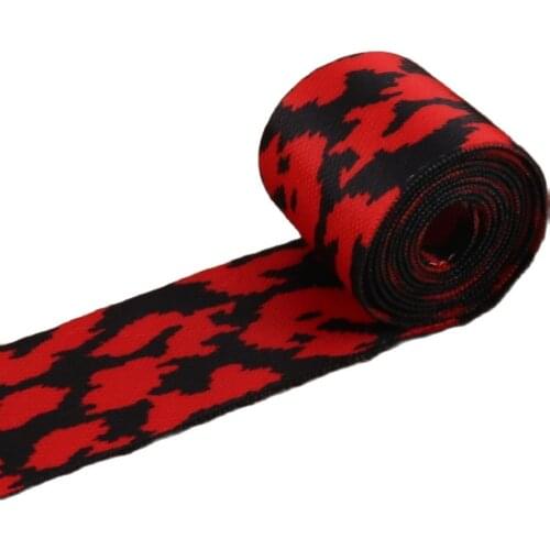 1 1/2"(38mm)Red Soft Webbing with Headstrong Snake Pattern Purse Bag Handbag Dog Collar Hat Bag Belt Woven Trim By the yard