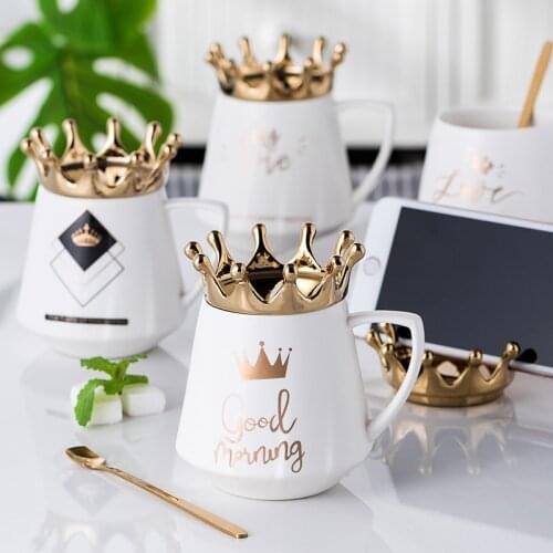 350ml Crown Theme Milk / Coffee Mugs Cartoon MultiColor Mugs Creative Ceramics Tea Milk Cup Kitchen Tool X-Mas Gift For Friends