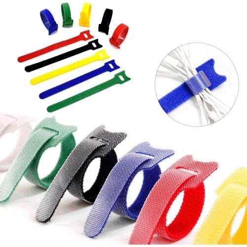 50Pcs reusable color cable ties, nylon cable ties, T-shaped velcro cable ties, with hook and loop finishing tools