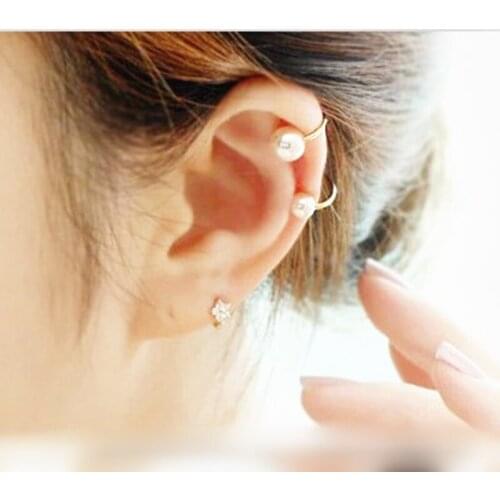 Fashion Korea imitation pearl ear bones earrings invisible U earrings non pierced ear girls birthday gift