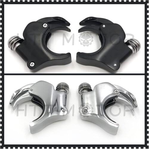 Motorcycle parts 2X 49mm Windshield Windscreen Clamps For Harley Davidson Dyna Street Bob XL1200X Fat Bob FXDF Chrome BLACK