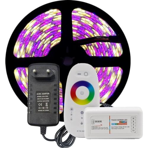 5M Kit 5050 RGB RGBW RGBWW 300leds LED Strip Flexible Tape Set 2.4G Touch RF Remote Controller+12V Power Adapter DC12V