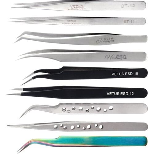 VETUS Eyelash Extensions Tweezers Volume Pincet Rainbow Tweezers Lash Tweezer Eye Lashes Pincette Cosmetics Makeup Tools Pointed