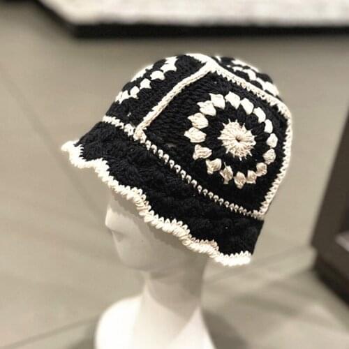 Autumn Girl Women Hollow-out design Ins Handmade Bucket hat Lady Casual Hip hop Fisherman Caps Crochet Hats Folk Panama Gorro