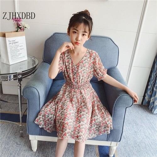 2020 Girls Dress Chiffon Girl Baby Summer Dress Childrens Clothes 2020 New Little Girl Princess Dress Foreign Floral Clothing