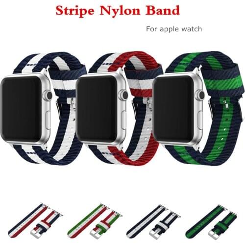 Stripe strap for Apple watch 5 band 44mm 40mm iWatch band 42mm 38mm Woven nylon watchband bracelet apple watch 4 3 2 1 44 38 42