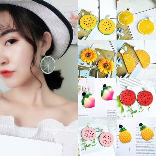 Fruit Earrings Simulation Watermelon Exaggeration Women Girls Gift Ear Stud Pineapple Dangle 1 Pair Sweet Jewelry Resin Ladies