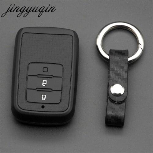 Jingyuqin Carbon Fiber Silicone Car Remote Key Case for Honda 2016 2017 CRV Pilot Accord Civic 3 Button Fob Cover Holder Protect