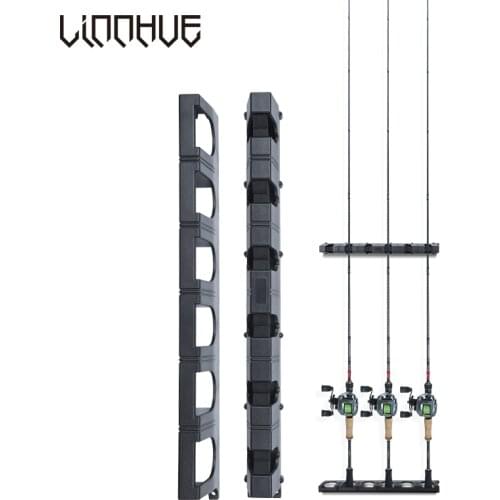 LINNHUE 6-Rod Rack Fishing Pole Holder Fishing Rod Bracket Display Stand Organizer Support Mount Fishing Tackle
