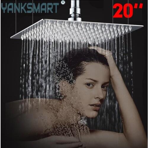 Torayvino Chrome Polished Finish 20 Inch Bathroom Square Shower Head Faucet Ceiling Mounted Stainless Steel Rainfall Shower Tap