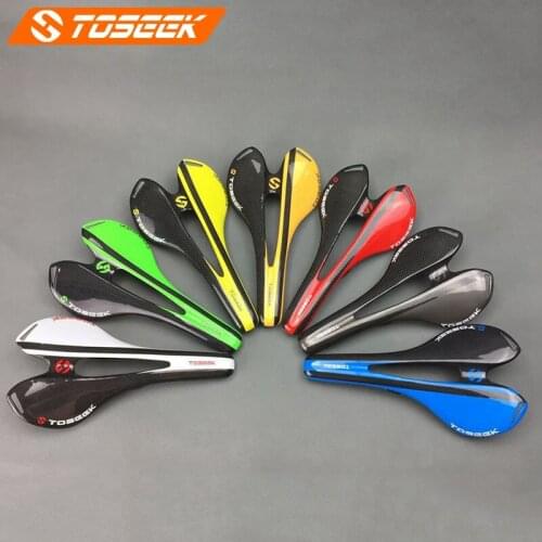 TOSEEK Glossy 3K Finish Carbon Fibre hollow Front Seat Mat Bicycle Saddle Bike Parts 115g Seat rail height 7.9mm