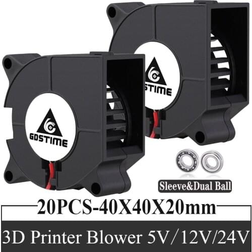 20 pieces GDSTIME 40mm DC 5V 12V 24V 40x20mm Dual Ball Mini 3D Printer Turbo Blower Cooling Fan for Other Small Applications