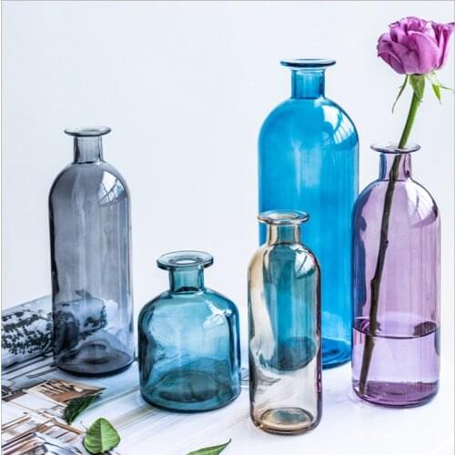 Glass Bottle Vase Nordic Ins Style Home Classical Decoration Accessories For Dried Flower or Hydroponic Multi-colour Living Room