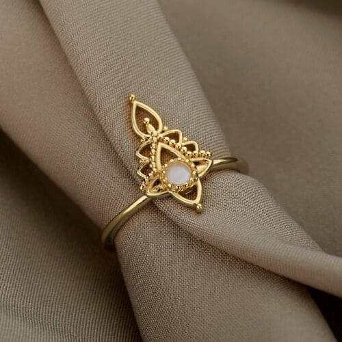 Vintage Opal Rings for Women Stainless Steel Gold Rings Wedding Party Accessories Best Friends Jewelry Gifts Trend Womens ring