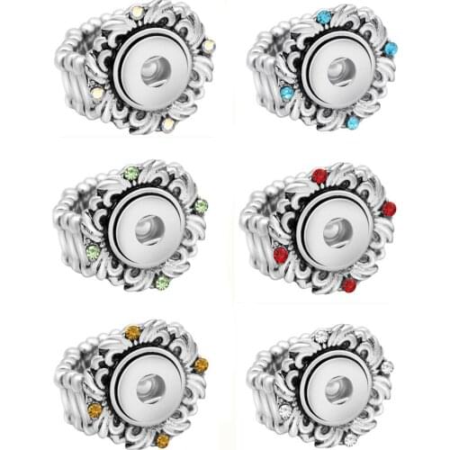 Vintage DIY elastic adjustable snaps ring fit 12mm metal the bloomer snap buttons womens fashion jewelry Mens ring