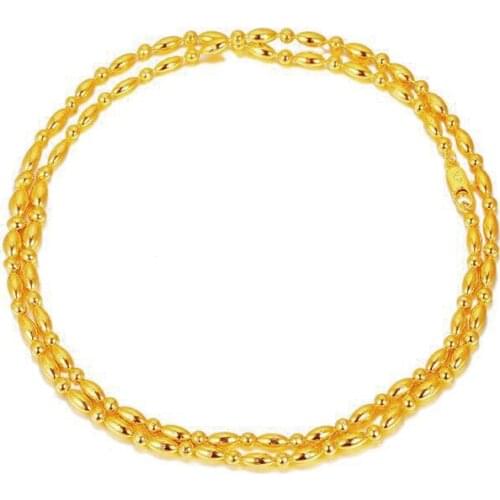 XP Jewelry -- ( 80 cm x 4 mm ) Long Beads for Women 24 k Pure Gold Color Hot Buy Embroidery Jewelry Fashion Lead and Nickel Free