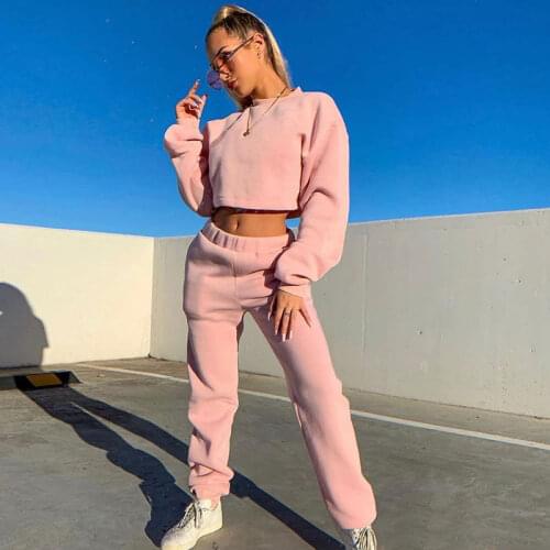Women Clothes Velour Tracksuit Two Piece Set Crop Top And Pants Autunno Inverno 2019 Sweat Suits Ropa Casual Mujer Festival Suit