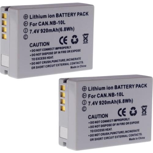 2x NB-10L NB10L NB 10L Li-Ion 920mAH Battery for Canon PowerShot Cameras