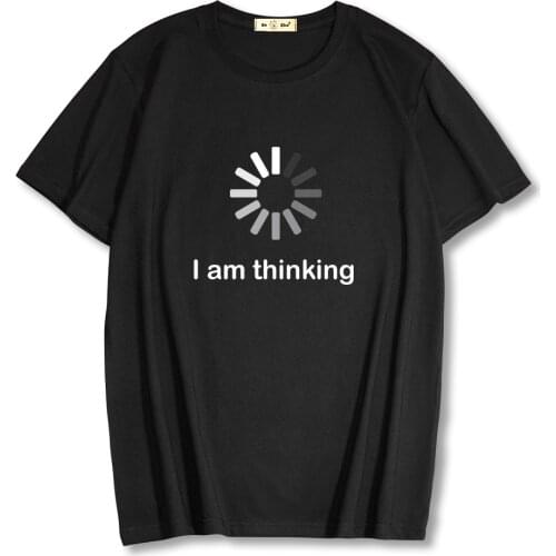 2021 Summer o-neck short sleeve Mens t-shirt 100% cotton fashion Casual I'm thinking print men T shirt tops tee Streetwear