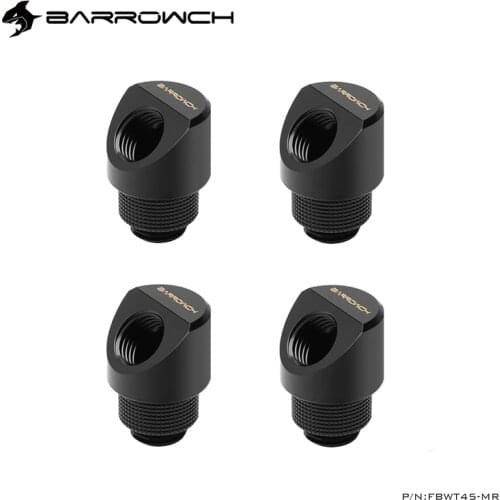 4PCS BARROWCH G1/4" 45 Degree 360 Rotary Computer Water Cooling Build Necessary Fittings, Connector,Black,Silver,FBWT45-MR
