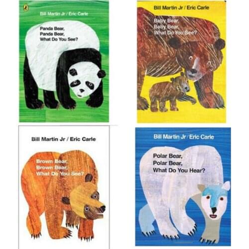 4Pcs/Set Educational English Picture Book Bear Set Learning Card Story Book For Baby Kids Children Gifts
