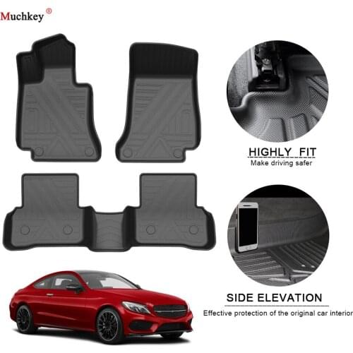 Car Floor Mats For BENZ C-Class Coupe 2016-2020 TPE Non-Slip Foot Pad Rubber Carpets Auto Automobile Interior Accessories