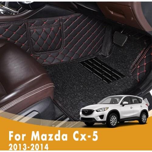 RHD Car Floor Mats For Mazda cx-5 2014 2013 Double Layer Wire Loop Styling Custom Leather Front & Rear Side Foot Pads Carpets